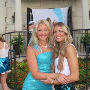Turquoise Sequin Strapless Dress